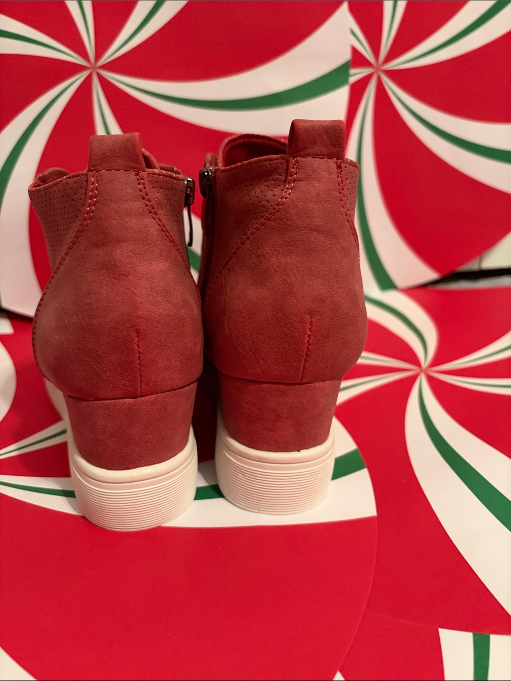 Journee Collection Red Suede Slip-On Platform Sneakers - Picture 5 of 6